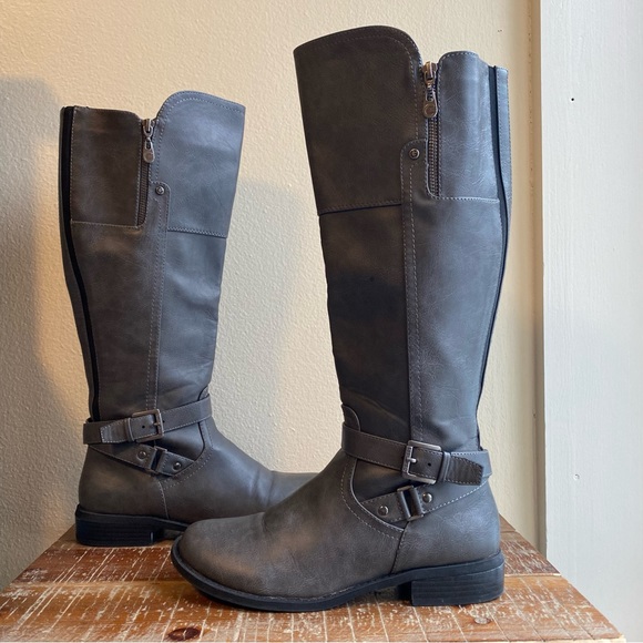 Guess Shoes - Guess Knee high leather riding boots - grey